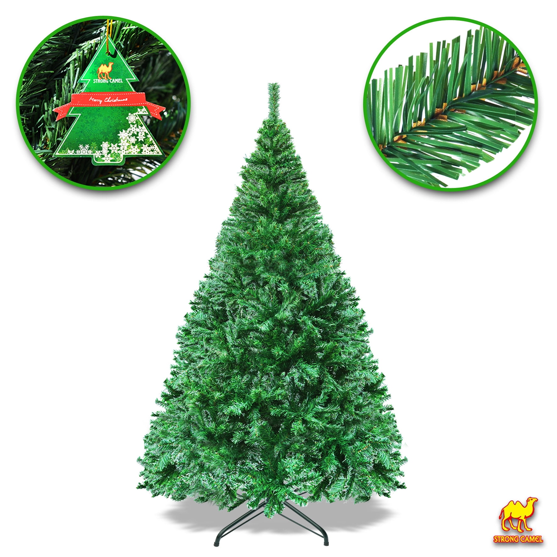 Strong Camel Artificial Christmas Tree Xmas Pine Tree with Solid Metal Legs Perfect for Indoor and Outdoor Holiday Decoration, 6',Green