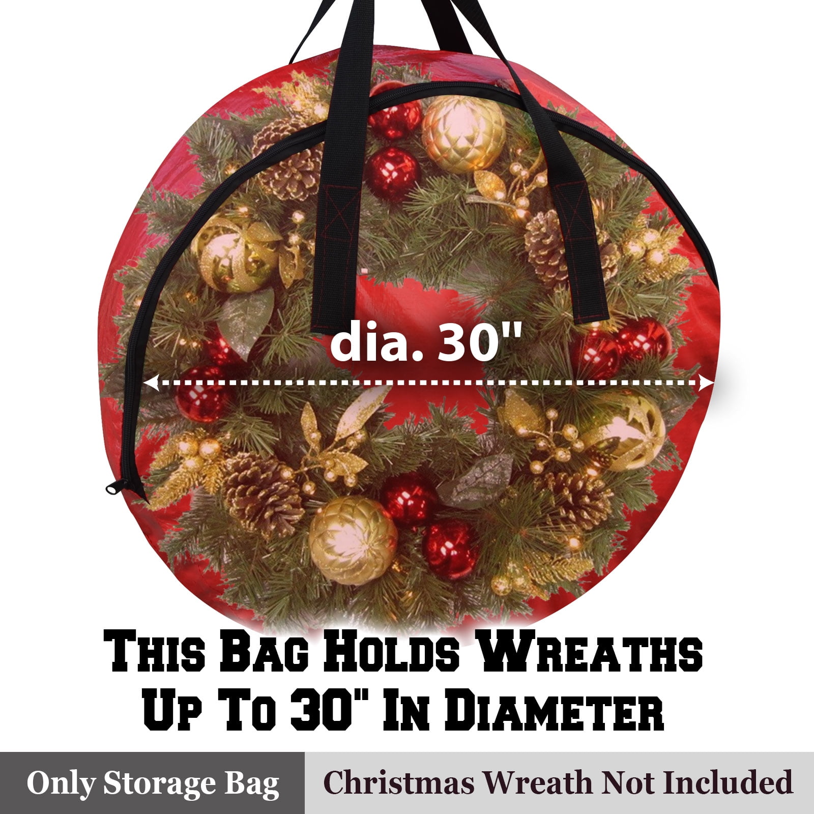 Strong Camel Christmas Wreath Storage Bag for 30Inch Wreaths (Red