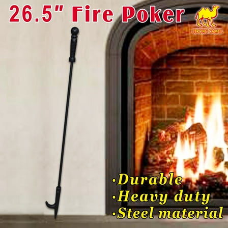 Strong Camel Extra Long Black Steel Fireplace Tool
