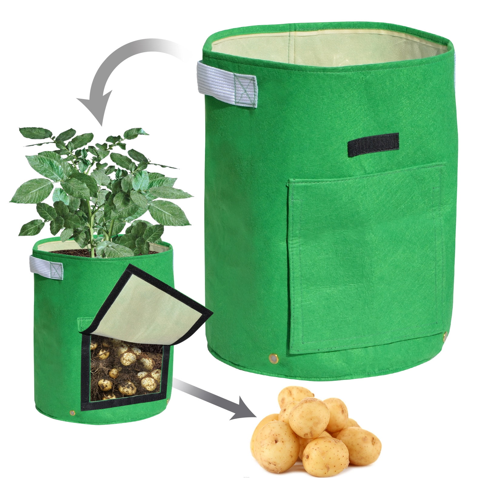 Strong Camel Garden Potato Grow Bag Planter Bag Felt Fabric for Vegetables Container Tub w Access Flap 2 PACK