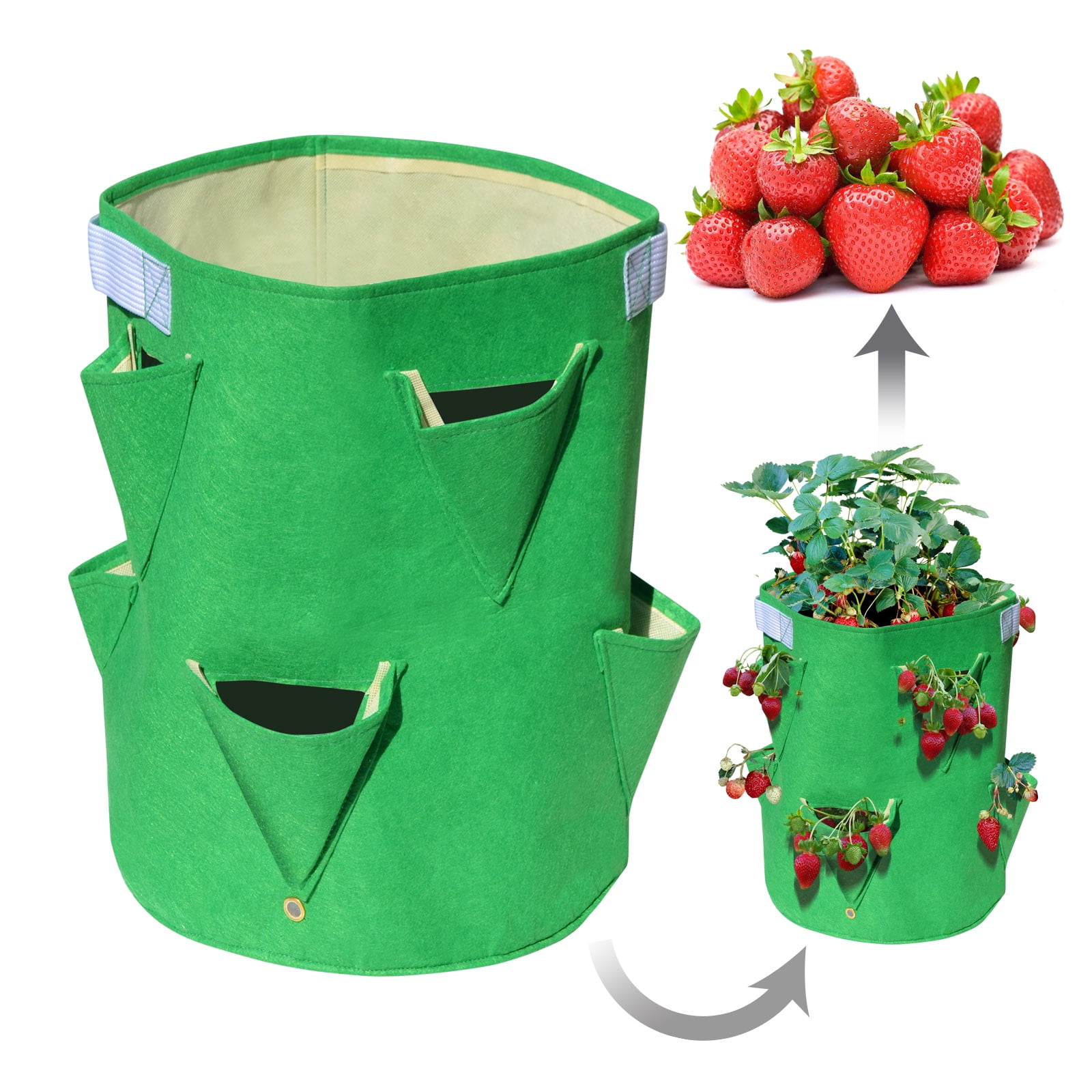 Strong Camel Planter Bag Felt Fabric Garden Planting Bag Grow Strawberry and Herb Plant Tub 3 Pack