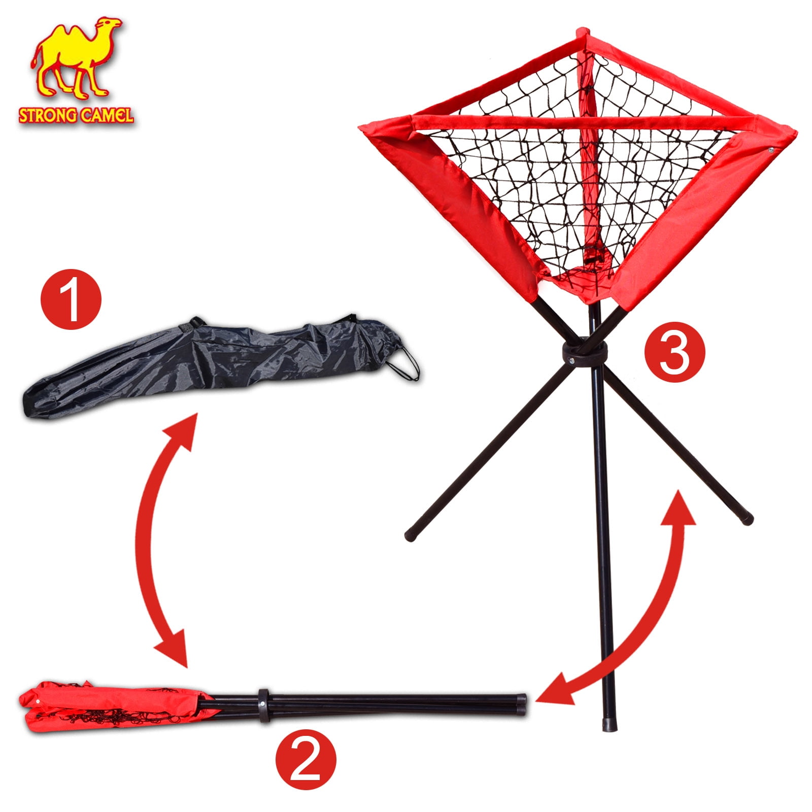 Strong Camel Portable Batting Practice Baseball Softball Ball Holder Caddy Tripod Style Stand
