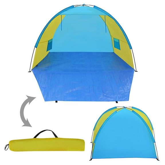 Strong Camel Portable Pop Up Beach Shelter, Camping Tent, Sunshade Outdoor Canopy, Light Blue and Yellow, withCarry Bag