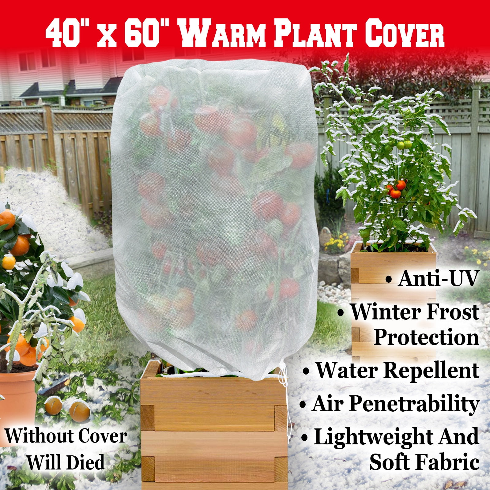 Strong Camel Warm Worth Plant Cover Tree/Shrub Cover Plant Protecting &Frost Protection Bag (60” H x 40” Dia)