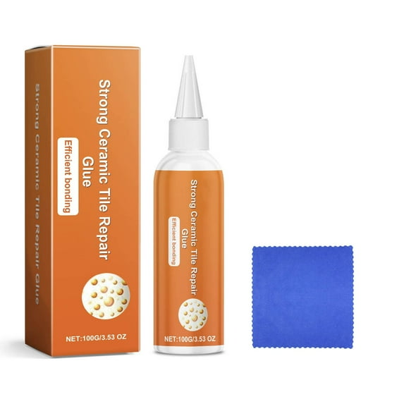 Strong Ceramic Tile Repair Glue, Porcelain Tile Chip Repair with Super Strong Adhesion, Floor Tile Crack Repair Filler for Crack, Chips, Holes on Ceramic, Acrylic, Fiberglass, Enamel, 3.53oz