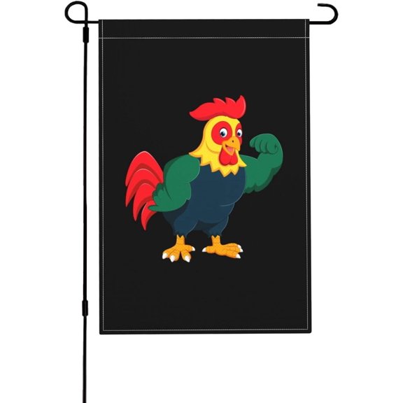 Strong Chicken 12x18 Inch Double Sided Burlap Garden Flag Small Outdoor Indoor Yard Decor Welcome Flag