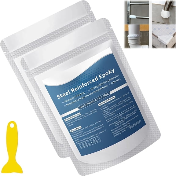 Strong Clay Iron Adhesive, 100g Steel Reinforced Epoxy Putty with Scraper, High Strength Epoxy Clay for Metal Wood Plastic Stone
