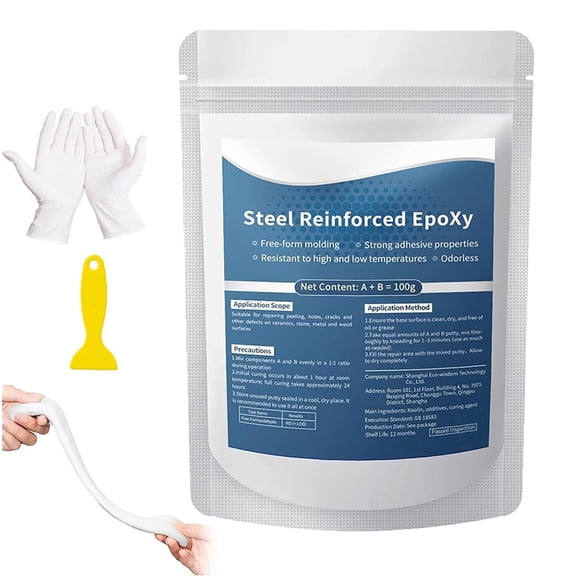 Strong Clay Iron Adhesive High-Strength Epoxy Repair Putty Waterproof Heat Resistant Multi-Purpose Sealing Filler Fast Bonding for Cracks Holes Metal Steel Wood Plastic Ceramic Tile Glass Pool (1PCS)