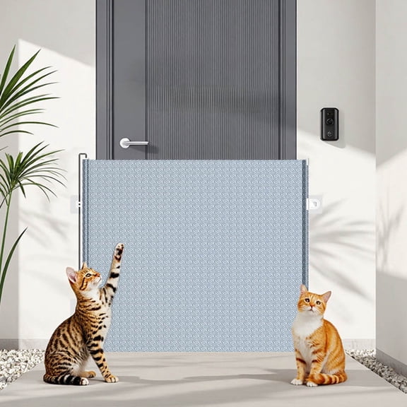 Strong Clips Retractable Pet Gate, No-Drill PVC Cat Dog Barrier, Transparent Jump-Proof Pet Fence for Cats & Small Dogs, Easy Install