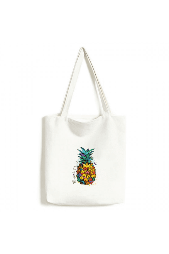 Strong Color Pineapple Tropical Fruit Tote Canvas Bag Shopping Satchel Casual Handbag