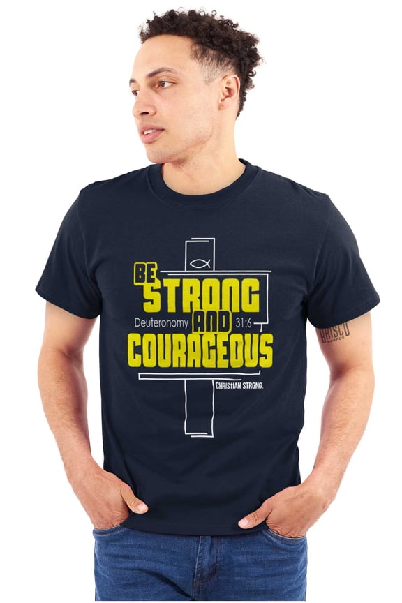 Strong Courageous Christian Faith Plus Size Crewneck Graphic Tee Shirt Brisco Brands 4X