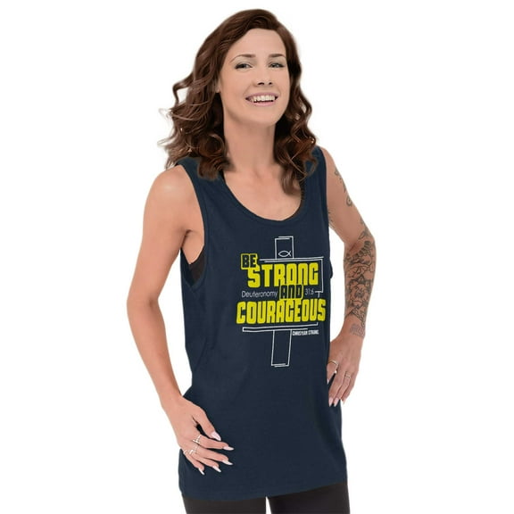 Strong Courageous Christian Faith Tank Top T Shirts Men Women Brisco Brands S