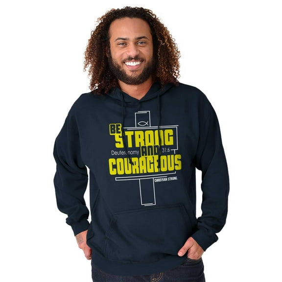Strong Courageous Christian Faith Unisex Plus Fleece Graphic Hoodie Brisco Brands 4X