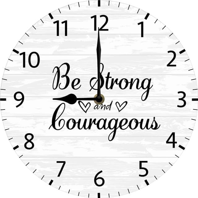 Be Strong And Courageous Christian Wood Clock Christian Quotes Bible Scripture Inspirational Words Wall Clock Religious Home Décor 10 Inch Silent Non-Ticking Battery Operated