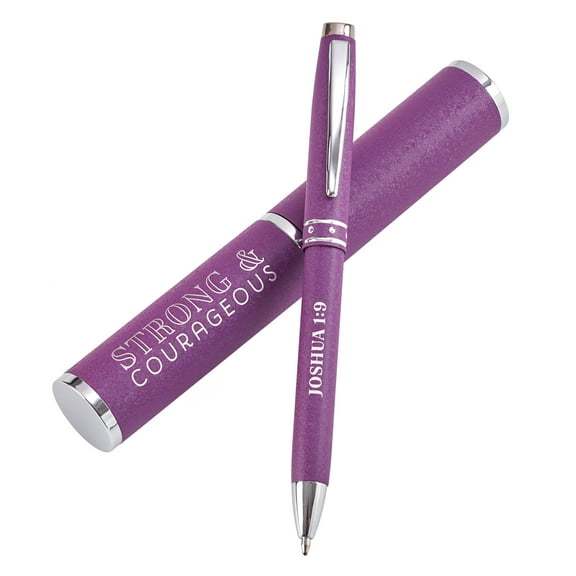 Strong & Courageous Purple Gift Pen  Joshua 1:9