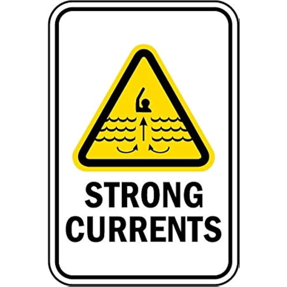 Strong Currents Warning Metal Sign Tin Signs Aluminum Sign for Outdoors Use Yard Farm Fence Home Wall Decor 8x12 inch