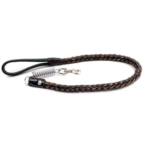 Strong Durable Leather Large Dog Leash With No Pull Buffer Spring Leather Braided Dog Training Leash Pet Leads Dog Chain