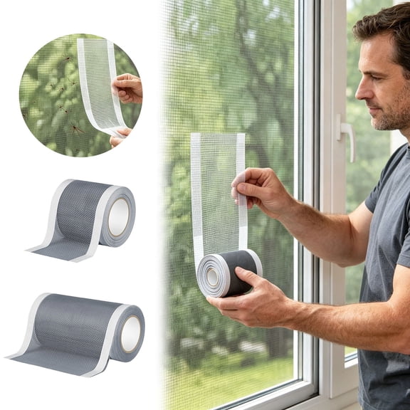 Strong Fiberglass Window Screen Repair Tape Self Adhesive Mesh Patch 2.76" x 16.4Ft Waterproof Screen Fix for Door RV Tent Pool Patio Porch Netting