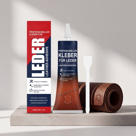 Strong Flexible Clear Leather Adhesive Glue, Fast Drying Waterproof Permanent Bond For Shoes Bags Belts Sofa Upholstery Car Interior Leather Repair, Plastic Tube With Applicator Tool, 2 FL OZ
