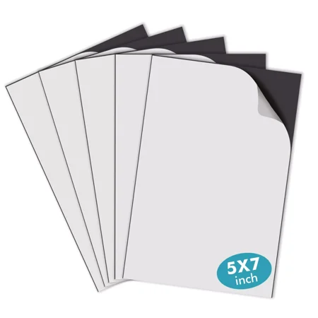 Strong Flexible Self Adhesive Magnetic Sheets 5x7 Photo Magnet Sheets 20 Mil Magnetic Sheets with Adhesive Back 5PK