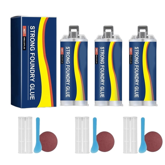 Strong Foundry Glue for Metal, High Temp Metal Repair Glue - Iron-Like Strength, Enhanced Casting Glue, Repair Paste for Metal, Plastic and Steel Crack Repair, Cold & Heat Resistant, Quick (3)