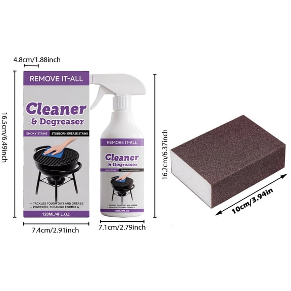 Strong Grill Cleaning Agent for Barbecue – Deep Cleans Greasy Oven Racks, Griddles & Utensils Without Scratching Surfaces, 120ml
