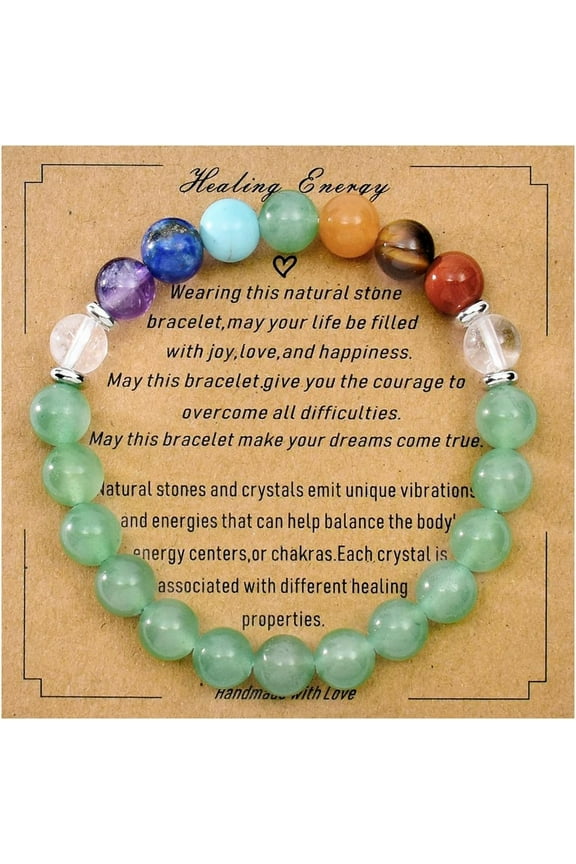 Strong Healing Crystal Bracelet 8MM Genuine Stone Bracelet Lucky Beaded Bracelet Chakra Bracelet 6.5 inch Positive Energy Bracelet Inspirational Gifts for Women Mom