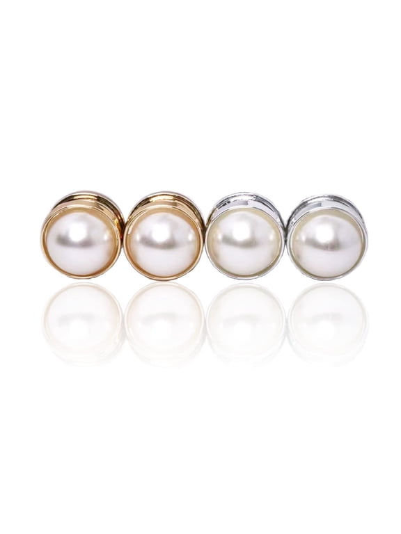 4 PCS Pearl Headscarf Buttons with Strong Magnetic Adhesion and Elegant Muslim Silk Scarf Buttons