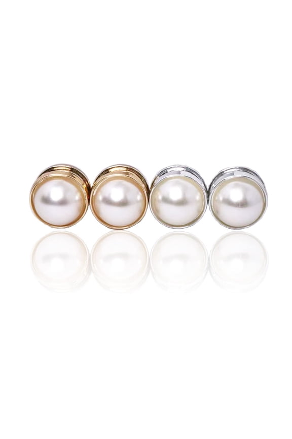 4 PCS Pearl Headscarf Buttons with Strong Magnetic Adhesion and Elegant Muslim Silk Scarf Buttons