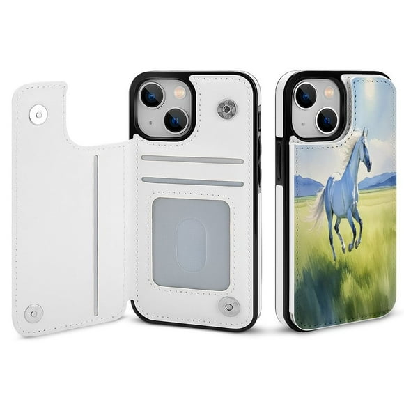 Strong Horse Leather Wallet Case for iPhone 16 15 14 13 12 11 Pro Max Wallet Case Card Holder Flip