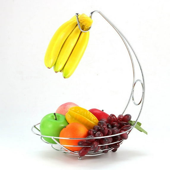 Strong Iron Fruit Bowl with Banana Stand, Durable Storage Basket for Small Items and Sweets, Decorative Home Storage