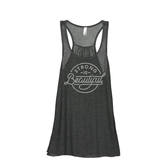 Strong Is Beautiful Women's Fashion Sleeveless Flowy Racerback Tank Top Charcoal Grey Large