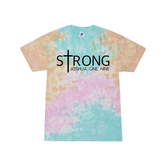 Strong Joshua One Nine Christian Unisex Tee Ladies Design Short Sleeve Tie Dye T-shirt-Snowcone-xxxl