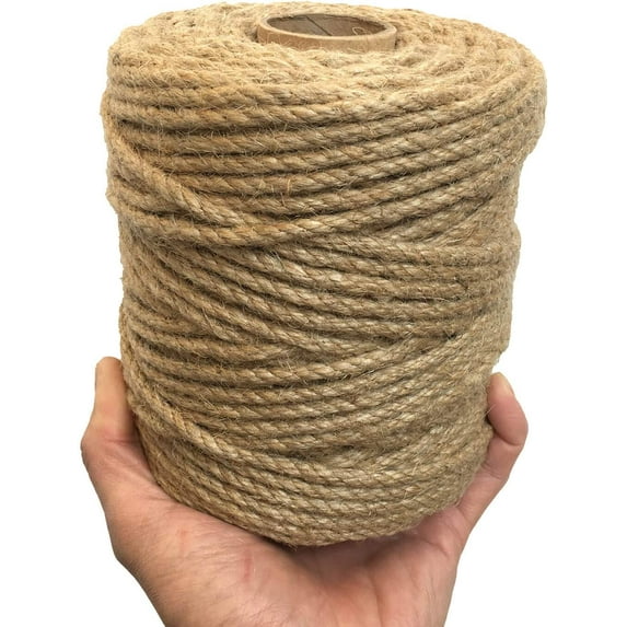 Strong Jute Twine 4mm Thick 328Feet Natural Arts Crafts Jute Rope Durable Packing String for Gardening Applications (4MM 328FT)