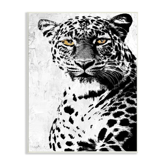 Strong Leopard Portrait Modern Safari Animal Black Gold 10 in x 15 in Framed Painting Art Print, by Stupell Home Décor