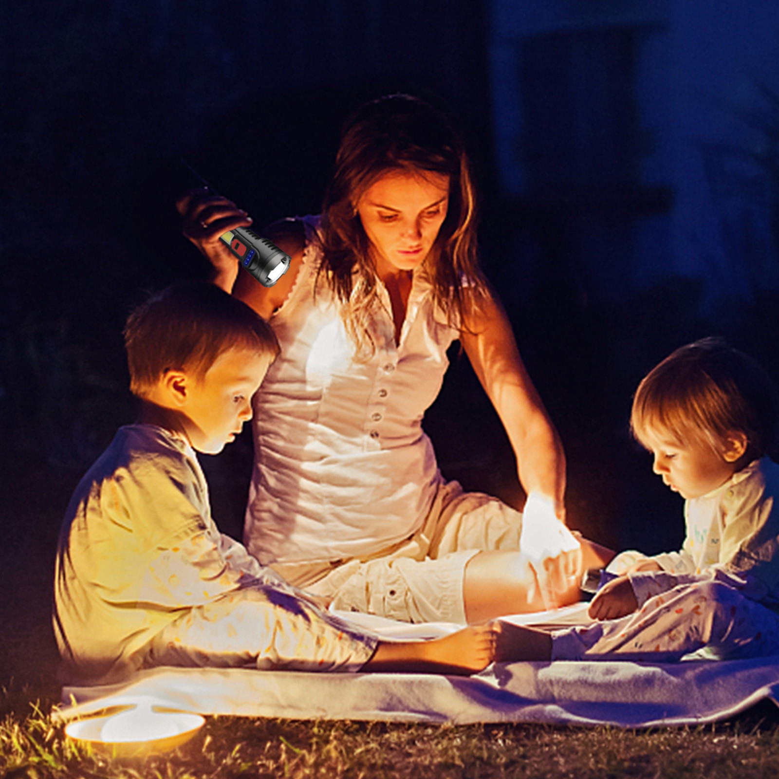 Strong Light Flashlight Long Range White Lasers Tail Light Portable