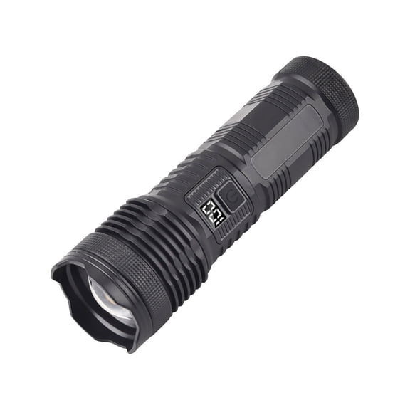 Strong Light Flashlight Rechargeable Led Zoom Flashlight With Digital Display White Laser Dual Light For Outdoor