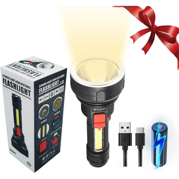 Strong Light LED Flashlight Super Bright Torch 2025 New USB Rechargeable Lamp Handheld Flashlight for Camping Hiking Home