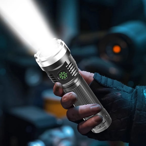 Strong Light USB Rechargeable Flashlight Portable LED Torch High Brightness Long Range Waterproof Tactical Emergency Lamp Camping Hiking Security Repair Household Lighting Handheld Torch Device