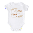 thumbnail image 1 of Strong Like My Mom Shirt Premium Custom Baby Clothes Unisex Baby Announcement Gift for Mom Newborn Outfit 0-3m White, 1 of 1