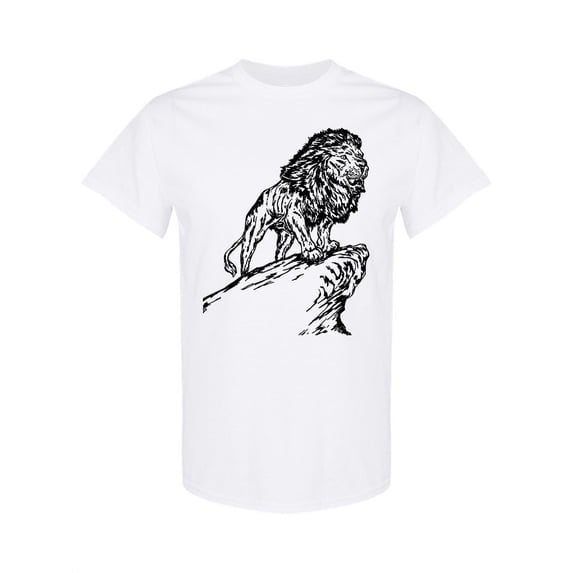 Strong Lion On Top Of A Cliff T-Shirt Men -Image by Shutterstock, Male Large