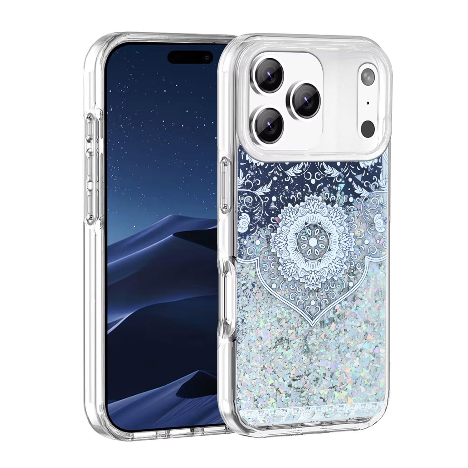Strong Liquid Quicksand Glitter Cover Case for iPhone 17 Pro Max - Blue