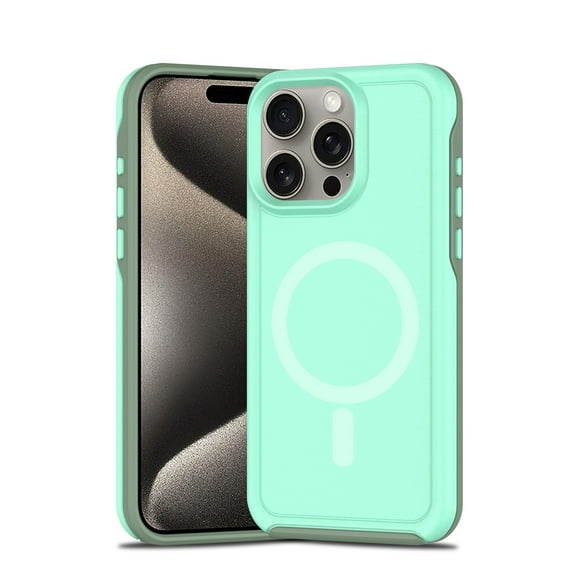 Strong Magnetic Case for iPhone 13 [Compatibilty with MagSafe] Protective Shockproof Heavy Duty Anti-Fall Dropproof Protective Durable Cover Phone Case for iPhone 13,Mintgreen
