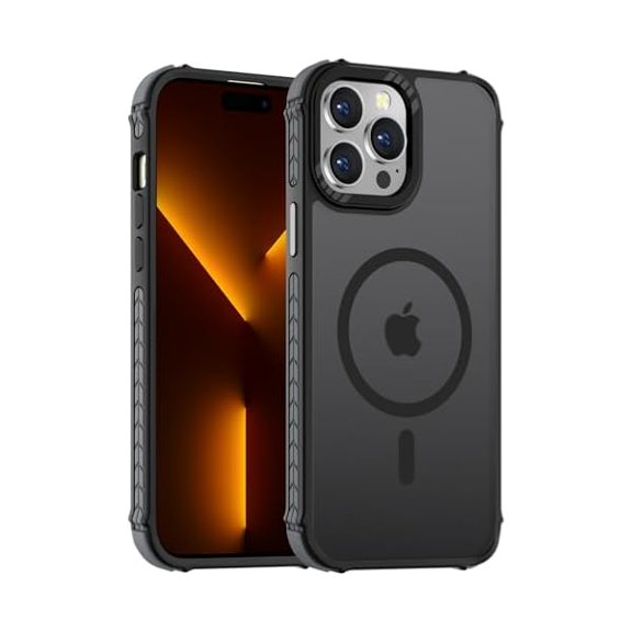 Strong Magnetic Case for iPhone 14 Pro Max 6.7-Inch,[Compatible with Magsafe][Military Grade Drop Protection] Translucent Matte Shockproof Protective Phone Cover-Forest Black