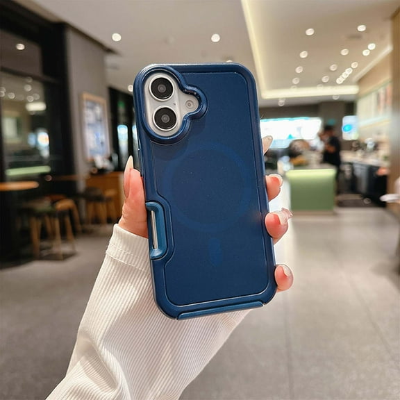Strong Magnetic Case for iPhone 16 [Compatibilty with MagSafe] Protective Shockproof Heavy Duty Anti-Fall Dropproof Protective Durable Cover Phone Case for iPhone 16,Inkblue