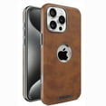 thumbnail image 1 of Strong Magnetic Case for iPhone 16 Pro, [Compatible with Mag-Safe] Matte Luxury PU Leather Cover Logo Hollow Slim Shockproof Protective Phone Case for iPhone 16 Pro (2024) 6.3", Brown, 1 of 11