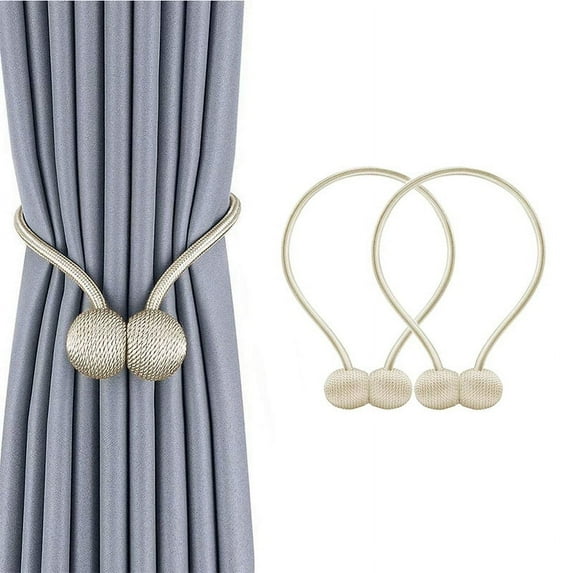 Strong Magnetic Curtain Buckle Curtain Tiebacks Magnetic Window Clips Tie Band Backs Holders European Style For Home Decoration 16 inch,2PCS,Beige