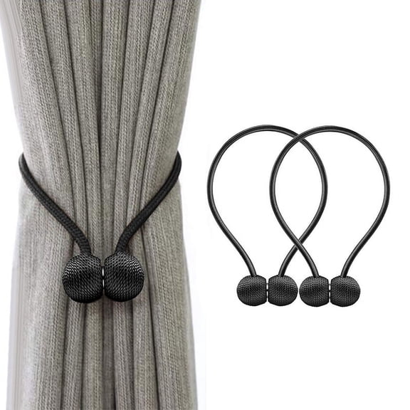 Strong Magnetic Curtain Buckle Curtain Tiebacks Magnetic Window Clips Tie Band Backs Holders European Style For Home Decoration 16 inch,2PCS,Black