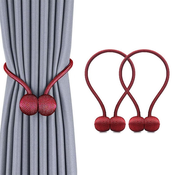 Strong Magnetic Curtain Buckle Curtain Tiebacks Magnetic Window Clips Tie Band Backs Holders European Style For Home Decoration 16 inch,2PCS,Maroon