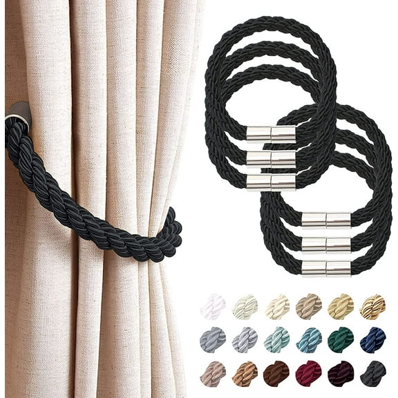 Strong Magnetic Curtain Tiebacks Modern Simple Style Drape Tie Backs Convenient Decorative Weave Rope Curtain Holdbacks for Thin or Thick Home & Office Window Draperies